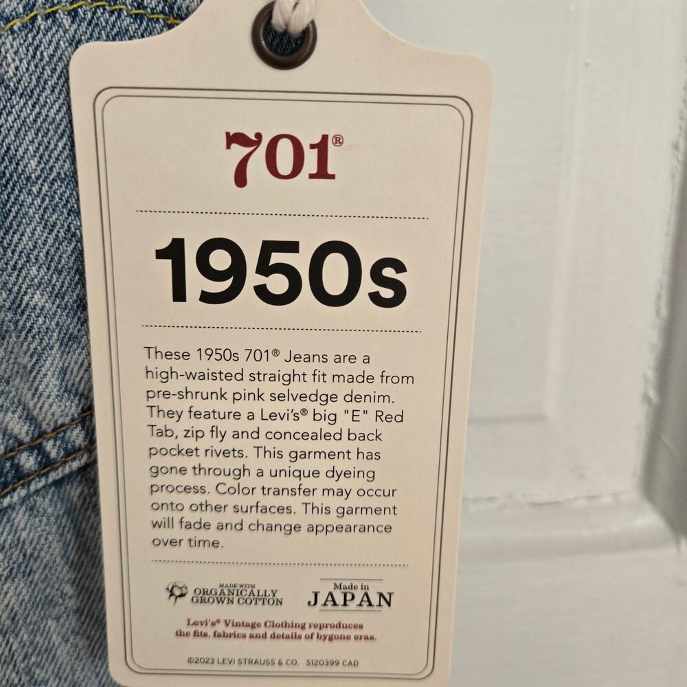 Levi's Vintage 1950's 701 Women's Jeans BIG E Stone Wash Size 25 NWT - Picture 13 of 13
